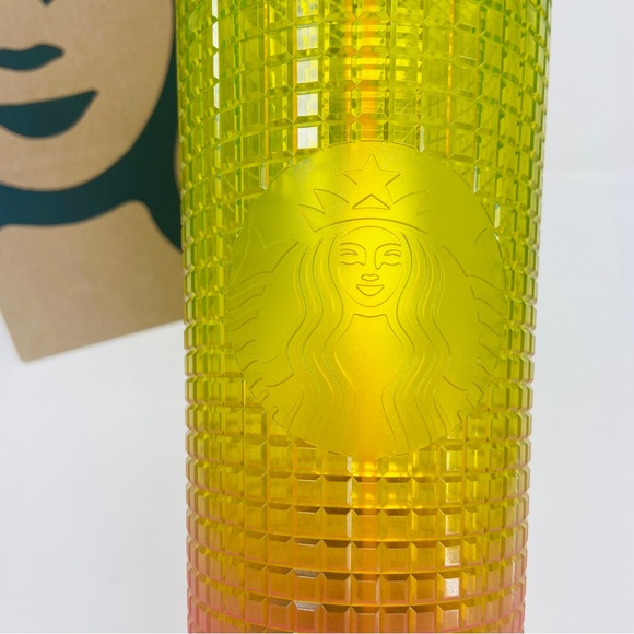 NWT STARBUCKS Lemon Pink Ombre Grid Venti Tumbler - Picture 5 of 5